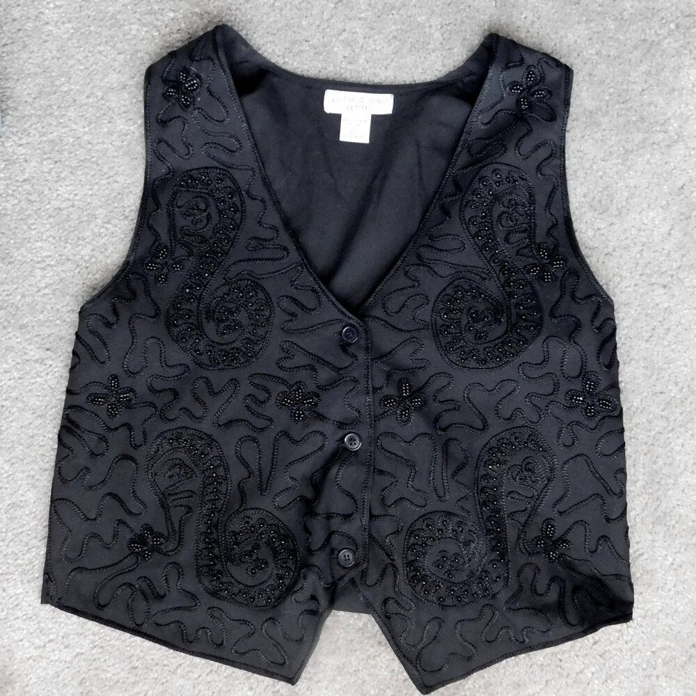 Black Beaded Cotton Vest  Victoria Jones Women's  Petites PL
